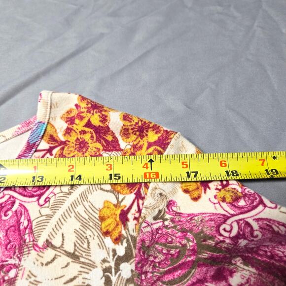 Cj Banks Sz 1X Women Multi Floral V Neck 3/4 Sleeve Shirt - Picture 5 of 8